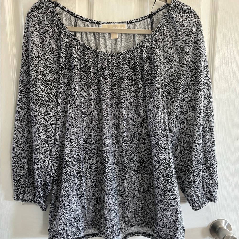 Michael Kors Black and White Patterned Blouse